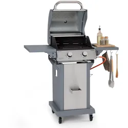 Lucifer 2 Gasgrill 2 x 3,6 kW Brenner 45x45cm Grill Edelstahl mobil Grau