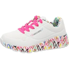 SKECHERS Mädchen Uno Lite Lovely Luv Sneaker, White Synthetic H Pink Trim, 28 EU