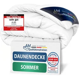 AM Qualitätsmatratzen Premium Daunendecke 155x220 cm Oeko-Tex® Standard 100% Daunen Bettdecke Made in Germany aus | Daunen 155x220cm