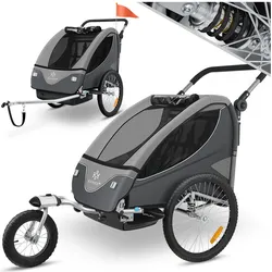 KESSER® Kinderanhänger Fahrradanhänger 360° Drehbar mit Federung 2in1 Joggerfunktion Kinderfahrradanhänger + 5-Punkt Gurt Jogger Fahrrad Anhänger für 1 bis 2 Kinder max. 40kg