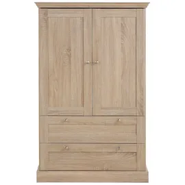 otto home HOME "Binz, Wäscheschrank, Mehrzweckschrank, skandinavischer Landhausstil", weiß (weiß, eichefarben), B:84cm H:130cm T:35cm, FSC-zertifizierter Holzwerkstoff, MDF, Spanplatte, Schränke, Drehtürenschrank, viele Stauraummöglichkeiten, Metallgriffe, Türen