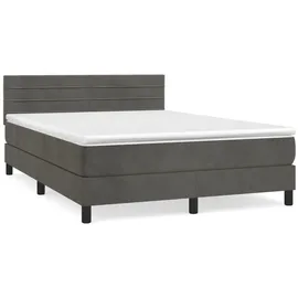 vidaXL Boxspringbett mit Matratze Dunkelgrau 140x200 cm Samt1389975