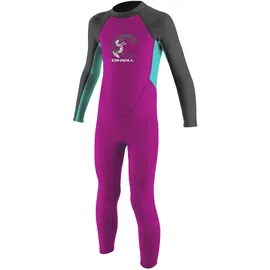 O'Neill O ́neill Wetsuits Toddler Reactor Ii 2 Mm Junior Neoprenanzug Mit Langen Ärmeln Und Reißverschluss Am Rücken - Berry / Light Aqua / Graphite - 3 Jahre