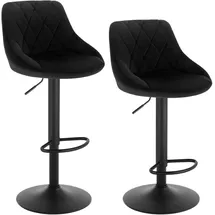 Woltu Barhocker 2er Set höhenverstellbar drehbar gepolsterter Samtsitz 2er Set Schwarz