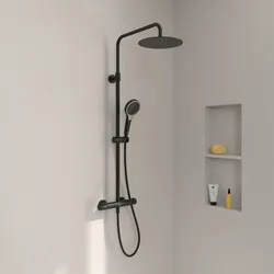 Villeroy & Boch Taro Duschsystem mit 3 Funktionen für Wandmontage, Badarmaturen, matt black