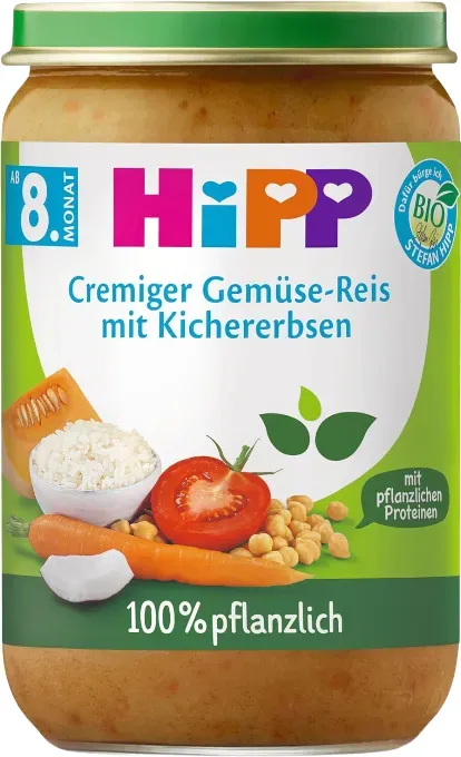 Hipp Pflanzliche Menüs Cremiger Gemüse-Reis mit Kichererbsen ab 8. Monat 6 x 220 g