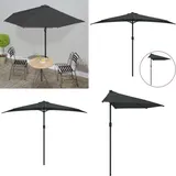 Balkon-Sonnenschirm mit Alu-Mast Anthrazit 300x155 cm Halbrund - Balkonschirm - Sonnenschirm - Gartensonnenschirm - Halbmondschirms - Anthrazit