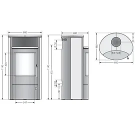 Oranier Pori 7 Stahl Schwarz/Abdeckplatte Sandstein
