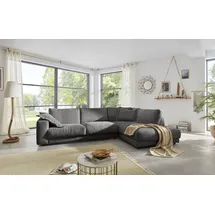 Home Affaire Ecksofa Enisa XXL B/T/H: 325/224/85 cm L-Form, Kuschelig, gemütlich, in 5 Farben, Bezug in Cord, mit 2 Zierkissen grau