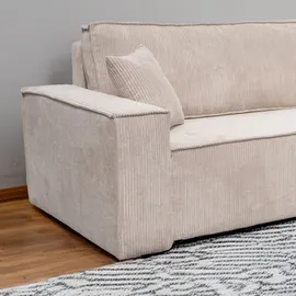 möbel punkt Wohnlandschaft Ecksofa Creme COMO Cord mit Bett Sofa Schlafsofa Ottomane rechts links universell