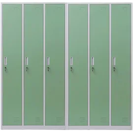 Mendler Schließfachschrank Metall 6 Fächer grün