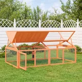 Festnight Outdoor Freilaufgehege Holz Hühnerstall Hühnerhaus Geflügelstall Kaninchenstall Hasenstall Hühnerkäfig Freigehege für Hühner Kaninchen Gänse Enten Massivholz