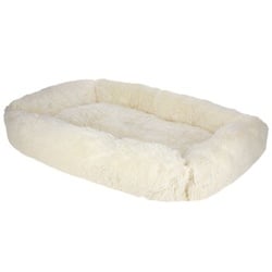 Kerbl Pet Kuschelbett Fluffy, Creme, Eckig, 100x70cm