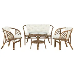 Ebuy24 Wera Loungeset 1 Sofa, 2 Stühle, 1 Tisch Walnuss-Dekor.