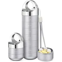 Tablettenbox 7 Tage aus Aluminium - XL Große Kapazität Pillendose 7 Tage, Wasserdicht & Staubdicht Medikamentendosierer Metall, Wochendosierer für Vitamine & Fischöl (Grey)