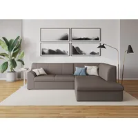 Ecksofa DOMO COLLECTION "Topper L-Form" Sofas Gr. B/H/T: 237cm x 78cm x 200cm, Kunstleder SOFTLUX, Ottomane rechts, Ohne Bettfunktion, braun (schlamm) mit Ottomane, wahlweise Schlaffunktion