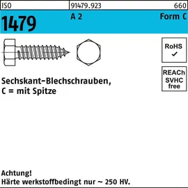 Industrial Quality Supplies ISO 1479 Form C Sechskant-Blechschraube VG 6,3x32 Edelstahl A2 blank m. Spitze