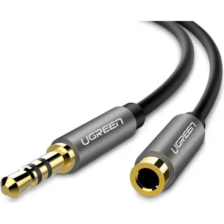 UGREEN Kabel AUX Verlängerungskabel 3,5 mm Miniklinke 3m Aux-Adapter Verlängerung silber