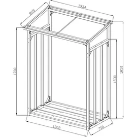 Quick Star Kaminholzregal Metall 130 x 70 x 185 cm 3,2 m3 2 Stück Anthrazit