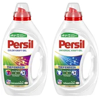 PERSIL Kraft-Gel-Set 2x 20 Waschladungen (40WL) 1x Color & 1x Universal, Color- & Vollwaschmittel-Set für reine Wäsche und hygienische Frische für die Maschine, wirksam ab 20 °C