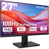 KOORUI PC Monitor 27 Zoll, Gaming Bildschirm 100Hz Full HD(1920 x 1080) mit integrierten Lautsprechern, HDMI, IPS Display, Neigungsverstellbar, Augenpflege, VESA-Wandmontage