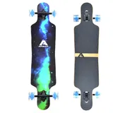 Apollo Longboard Galaxy Special Edition Komplettboard mit High Speed ABEC Kugellagern, Drop Through Freeride Skaten Cruiser Boards Farbe: Sternennebel/Grün