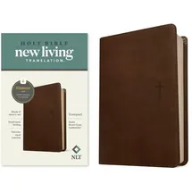 Tyndale House Publishers NLT Compact Bible, Filament Enabled (Leatherlike, Rustic Brown Cross, Red Letter)