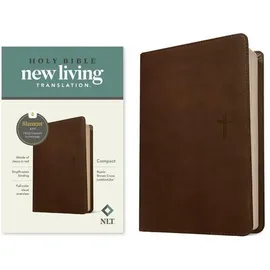 Tyndale House Publishers NLT Compact Bible, Filament Enabled (Leatherlike, Rustic Brown Cross, Red Letter)