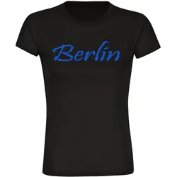 multifanshop Damen T-Shirt - Berlin blau - Schriftzug - Druck blau - Frauen