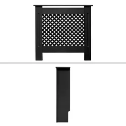 Heizungsabdeckung Heizkörperverkleidung MDF Wabenmuster 78x19x82 cm Schwarz