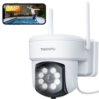 Topcony 5MP Überwachungskamera Aussen PTZ 355°|90° WLAN IP Kamera ​Outdoor mitBewegungsmelder, Farbnachtsicht, 2-Wege-Audio, Arbeit mit Alexa,...