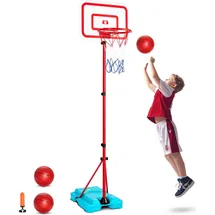 Vevor Basketballkorb für Kinder, höhenverstellbar, tragbarer Basketballplatz mit befüllbarer Basis, Sportspiel im Garten, Basketballspielzeug für Kleinkinder im Alter von 3–8 Jahren, Jungen - Rot/Blau