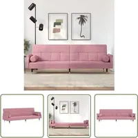 The Living Store - Schlafsofa mit Kissen Rosa Samt - Sofa - Schlafsofa - Gästebett - Wohnraum - Gemütlich