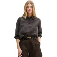Marc O'Polo Oversized Hemdjacke aus Baumwoll-Lyocell-Leinen-Mix, Mittelbraun, 38,