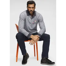 MAN'S WORLD Langarm-Poloshirt blau 4XL