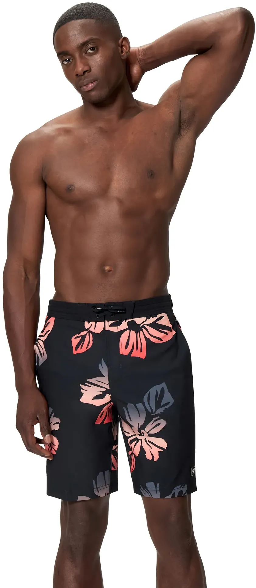 Badeshorts SPEEDO Gr. XL, bunt (blk, rot), Badehosen, Herren, XL, N-Gr, Obermaterial: 100% Polyester, Badeshorts, mit Vier-Wege-Stretch, pillingresistentes Material, 20-Zoll-Länge
