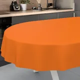 ANRO Wachstuch-Tischdecke abwaschbar Oval 200 x 140 cm Orange