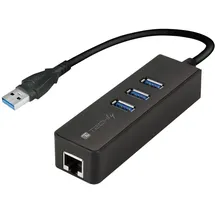 TECHLY IDATA-USB-ETGIGA-3U2 (USB-A, 4 Ports), Dockingstation & USB A Stecker auf 1x RJ45 3x USB A Buchse