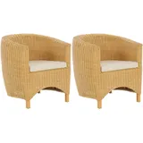 Set/2  Rattan-Sessel Club Wohnzimmersessel Clubsessel Lounge Loungesessel Honig
