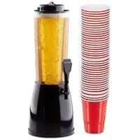 Relaxdays Biersäule mit Zapfhahn 2,5 Liter 50 St. Rot/Schwarz/Transparent