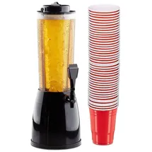 Relaxdays Biersäule mit Zapfhahn 2,5 Liter 50 St. Rot/Schwarz/Transparent