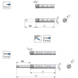 MS Beschläge Anthrazit kurz) Gummispitze Druckschnäpper Möbelfrontschnäpper Einbohr-Schnäpper