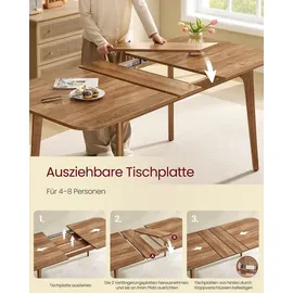 VASAGLE Esstisch 85 x 76,2 x 140/160/180 cm braun