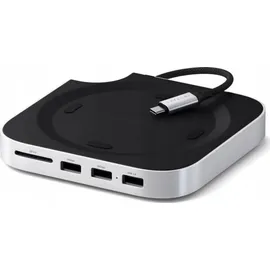 Satechi Stand Hub Mac Mini M4 SSD Enclosure Silber