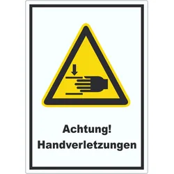 Achtung Handverletzungen Aufkleber A0 (841x1189mm)