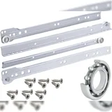 ID Dinkel 1 Paar Schubladenschienen 500mm Rollenführung Teilauszug Weiß Professional Schubladenauszug Schienen