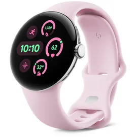 Google Pixel Watch 3 41 mm Bluetooth polished silver Sportarmband rose quartz