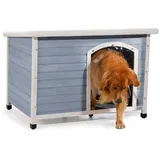 Petsfit Hundehütte Outdoor Hundehaus Hundehöhle aus Spießtannenholz Winterfest für große kleine Hunde, L