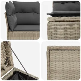 vidaXL Sofa Set 7-tlg. Hellgrau/Dunkelgrau Polyrattan/Stahl