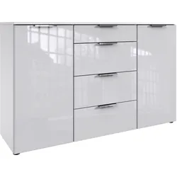 Kombikommode WIMEX "Level36 C by fresh to go", weiß (weiß, glas weiß), B:135cm H:84cm T:41cm, Spanplatte, Sideboards, mit Glaselementen auf der Front, soft-close Funktion, 135cm breit
